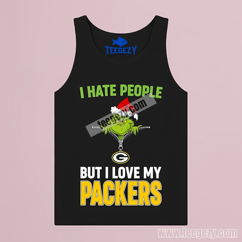 Green Bay Packers Grinch Zipper Funny Christmas Attitude Tanktop Green Bay Packers Grinch Zipper Funny Christmas Attitude Tanktop