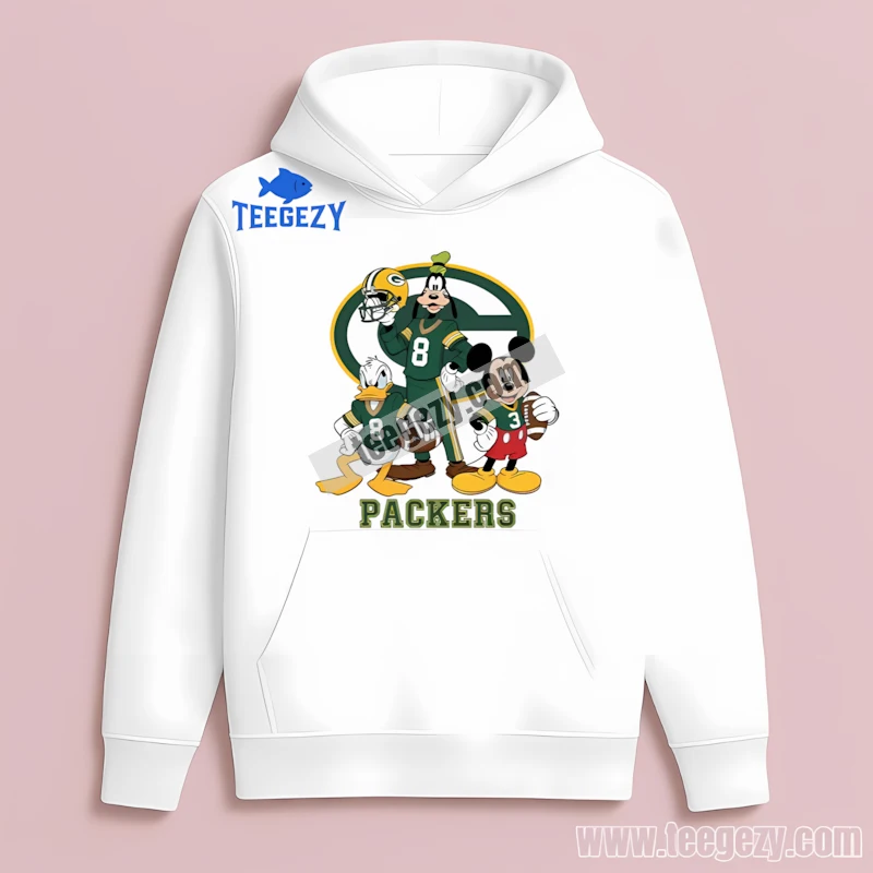 Green Bay Packers Mickey Donald Goofy Football Cartoon Vintage Hoodie Green Bay Packers Mickey Donald Goofy Football Cartoon Vintage Hoodie