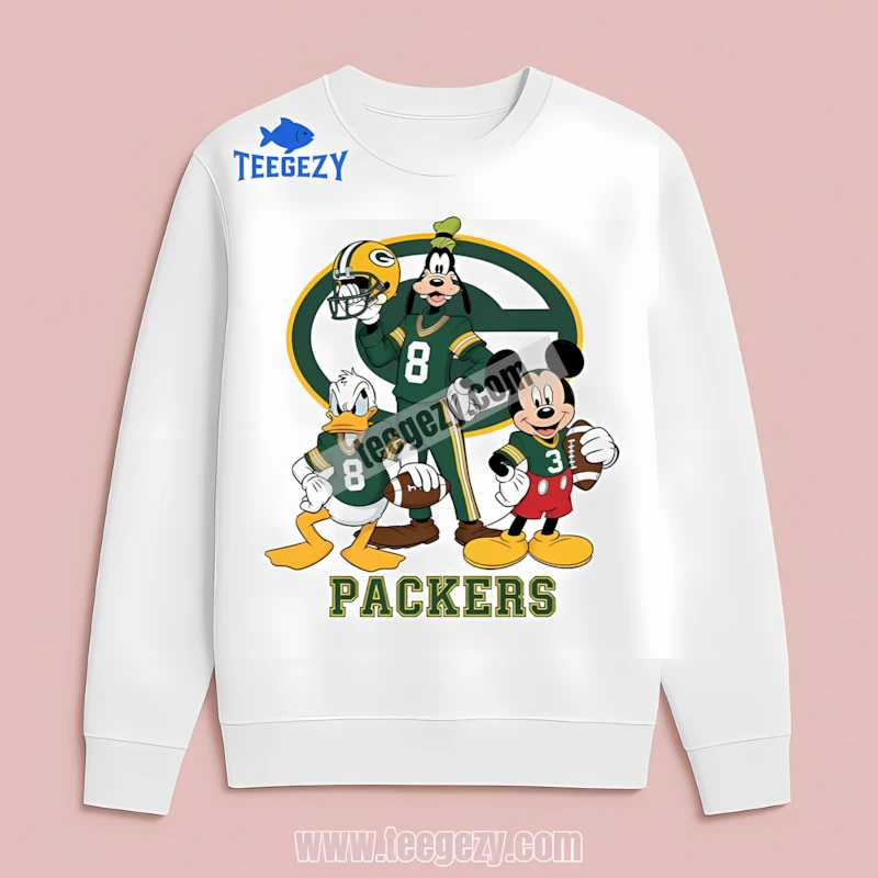 Green Bay Packers Mickey Donald Goofy Football Cartoon Vintage Long Sleeve Green Bay Packers Mickey Donald Goofy Football Cartoon Vintage Long Sleeve