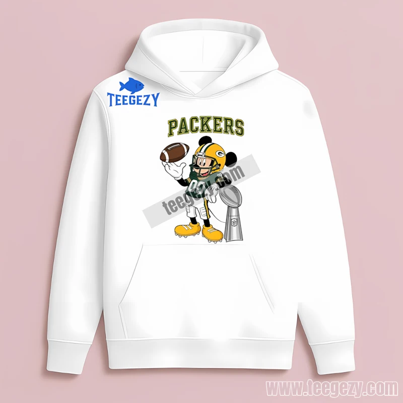 Green Bay Packers Mickey Mouse Super Bowl Trophy Cartoon Hoodie Men Women Green Bay Packers Mickey Mouse Super Bowl Trophy Cartoon Hoodie Men Women