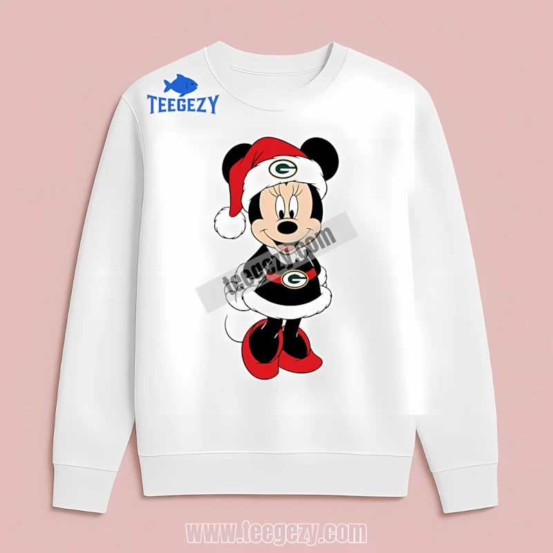 Green Bay Packers Minnie Mouse Santa Dress Christmas Long Sleeve Green Bay Packers Minnie Mouse Santa Dress Christmas Long Sleeve