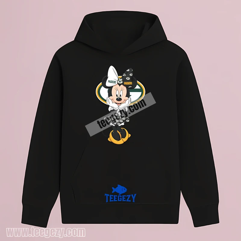 Green Bay Packers Minnie Mouse Sitting Cute Logo Cotton Hoodie Green Bay Packers Minnie Mouse Sitting Cute Logo Cotton Hoodie