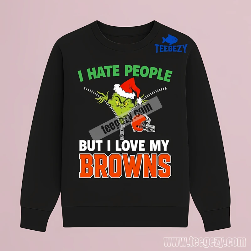 Grinch I Hate People Love My Cleveland Browns Xmas Long Sleeve Grinch I Hate People Love My Cleveland Browns Xmas Long Sleeve