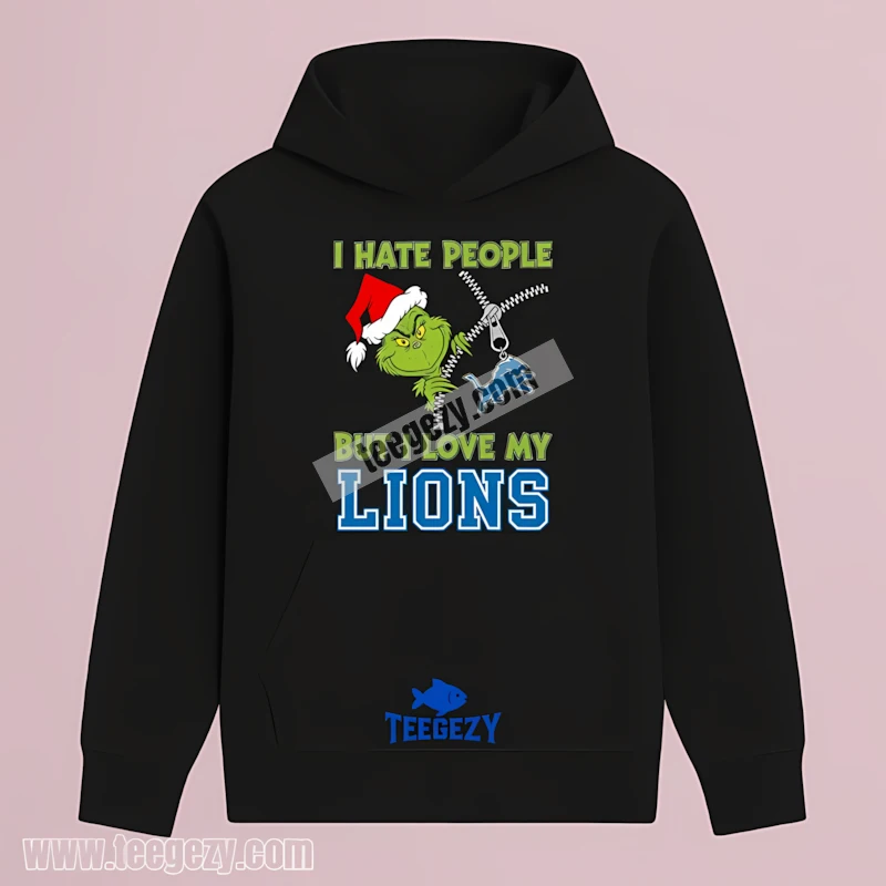 Grinch I Hate People Love My Detroit Lions Funny Hoodie Grinch I Hate People Love My Detroit Lions Funny Hoodie