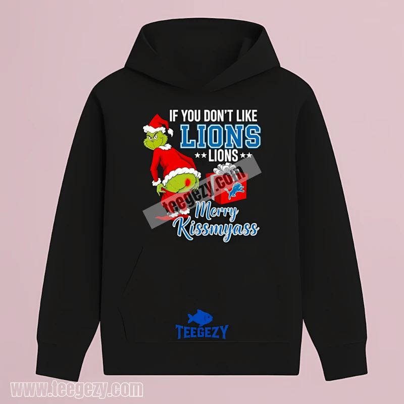 Grinch Merry Kissmyass Detroit Lions Football Unisex Hoodie Grinch Merry Kissmyass Detroit Lions Football Unisex Hoodie