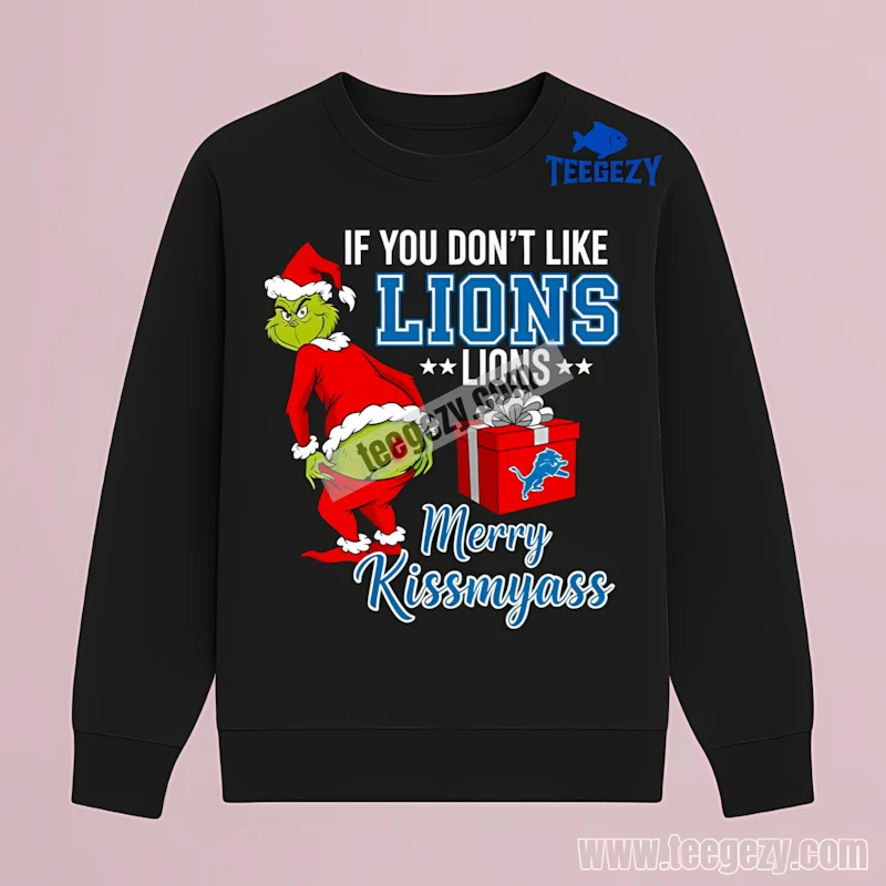 Grinch Merry Kissmyass Detroit Lions Football Unisex Long Sleeve Grinch Merry Kissmyass Detroit Lions Football Unisex Long Sleeve