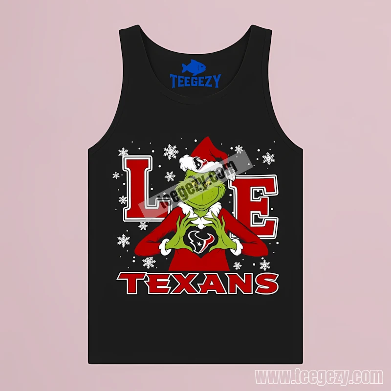 Houston Texans Grinch Christmas Heart Snowflake Black Tanktop Houston Texans Grinch Christmas Heart Snowflake Black Tanktop