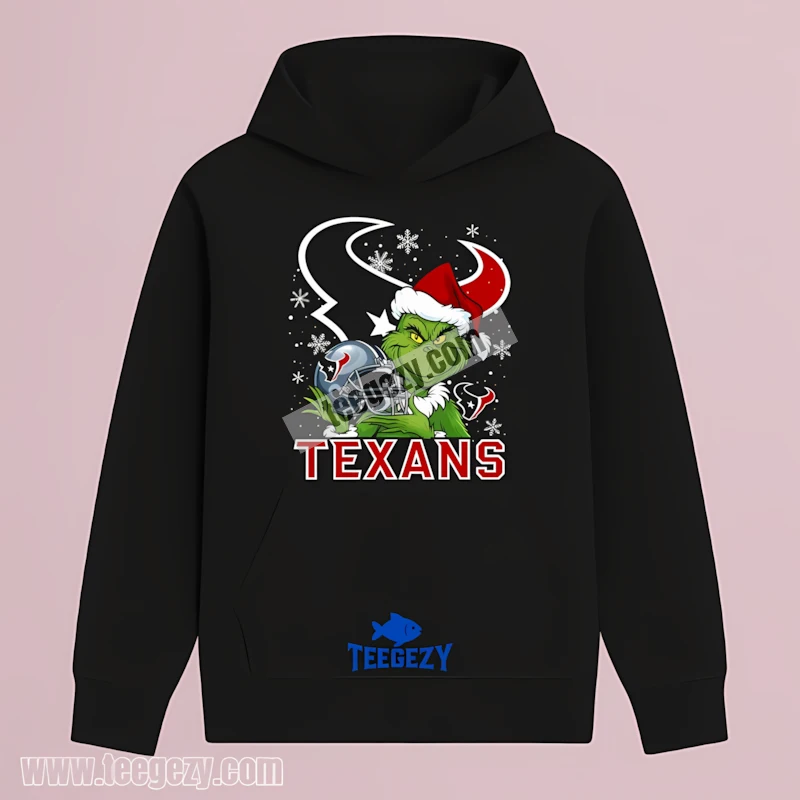 Houston Texans Grinch Santa Helmet Snowflakes Bold Hoodie Houston Texans Grinch Santa Helmet Snowflakes Bold Hoodie