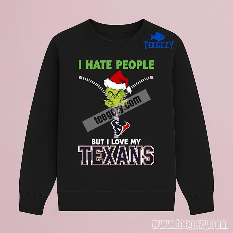 Houston Texans Grinch Zipper Funny Christmas Fan Long Sleeve Houston Texans Grinch Zipper Funny Christmas Fan Long Sleeve