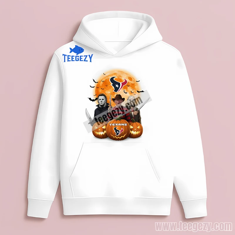 Houston Texans Halloween Horror Moon Pumpkin White Hoodie Houston Texans Halloween Horror Moon Pumpkin White Hoodie