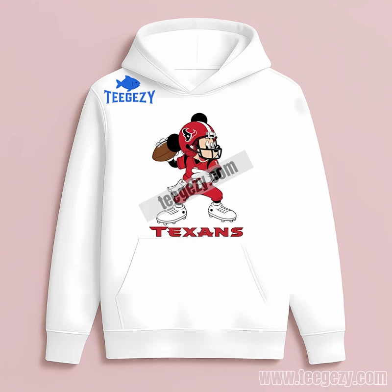Houston Texans Mickey Mouse Quarterback White Hoodie Fans Houston Texans Mickey Mouse Quarterback White Hoodie Fans