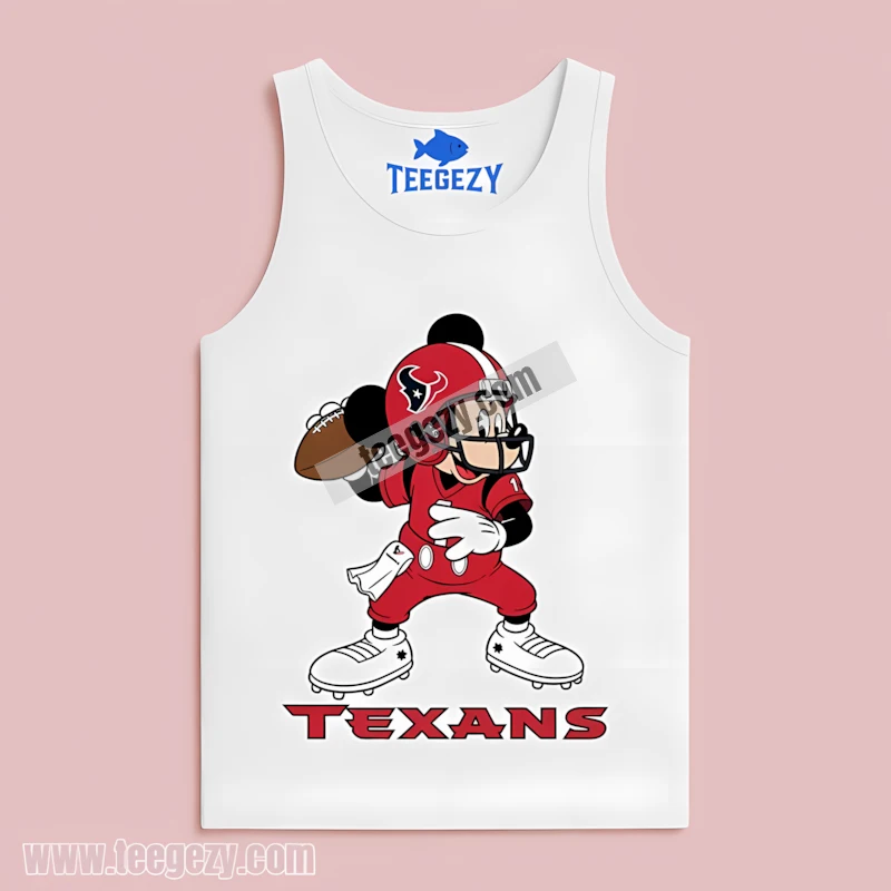 Houston Texans Mickey Mouse Quarterback White Tanktop Fans Houston Texans Mickey Mouse Quarterback White Tanktop Fans