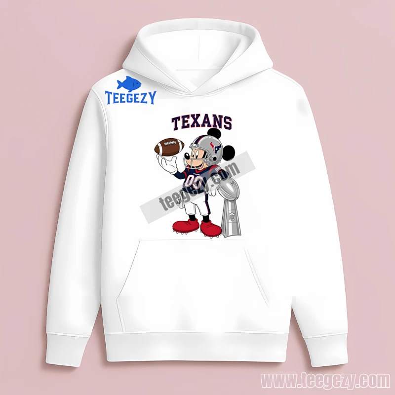 Houston Texans Mickey Mouse Super Bowl Trophy Cartoon Hoodie Houston Texans Mickey Mouse Super Bowl Trophy Cartoon Hoodie