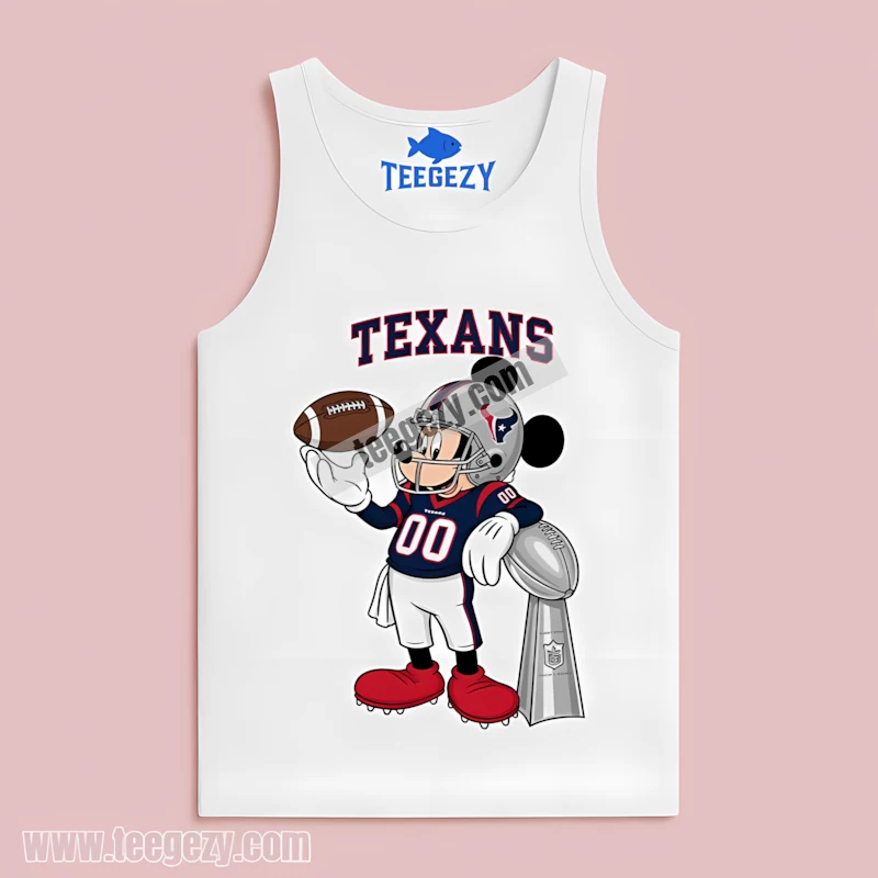 Houston Texans Mickey Mouse Super Bowl Trophy Cartoon Tanktop Houston Texans Mickey Mouse Super Bowl Trophy Cartoon Tanktop