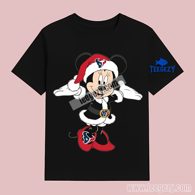 Houston Texans Minnie Mouse Santa Dress Christmas T-Shirt Houston Texans Minnie Mouse Santa Dress Christmas T-Shirt