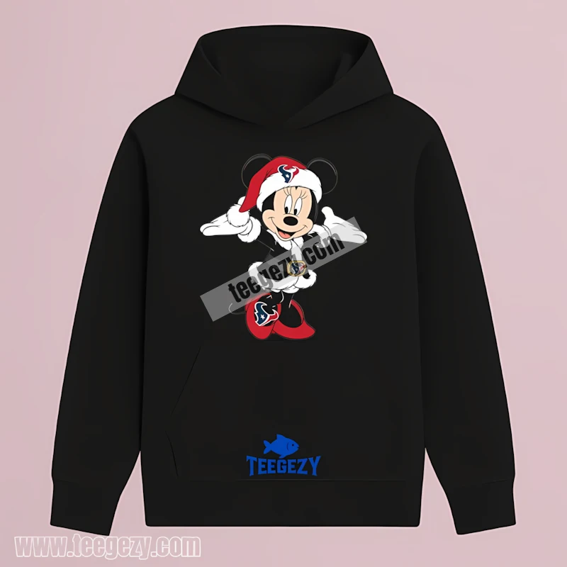Houston Texans Minnie Mouse Santa Dress Christmas Hoodie Houston Texans Minnie Mouse Santa Dress Christmas Hoodie