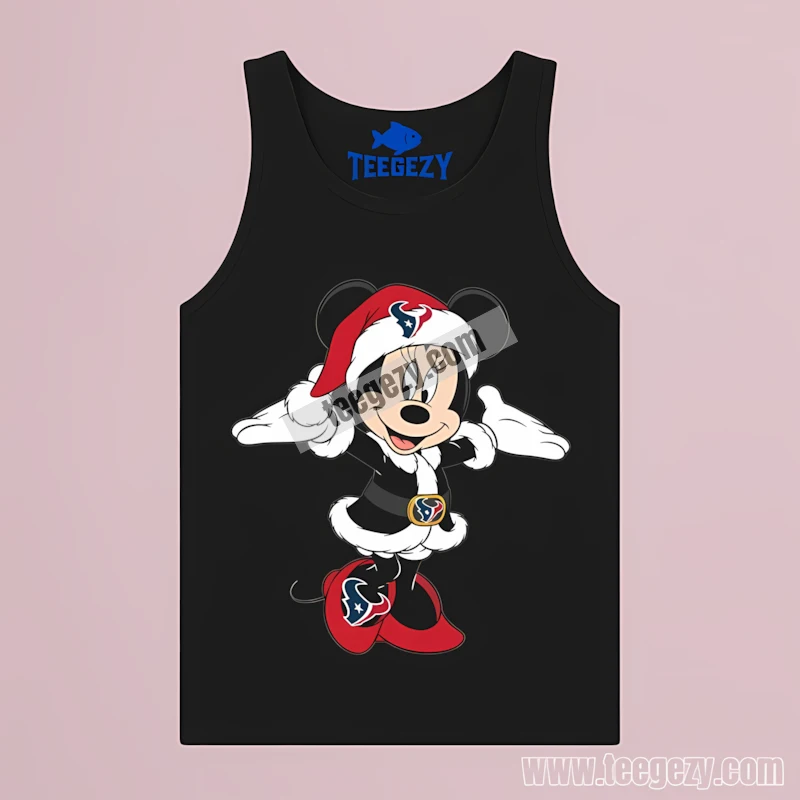 Houston Texans Minnie Mouse Santa Dress Christmas Tanktop Houston Texans Minnie Mouse Santa Dress Christmas Tanktop