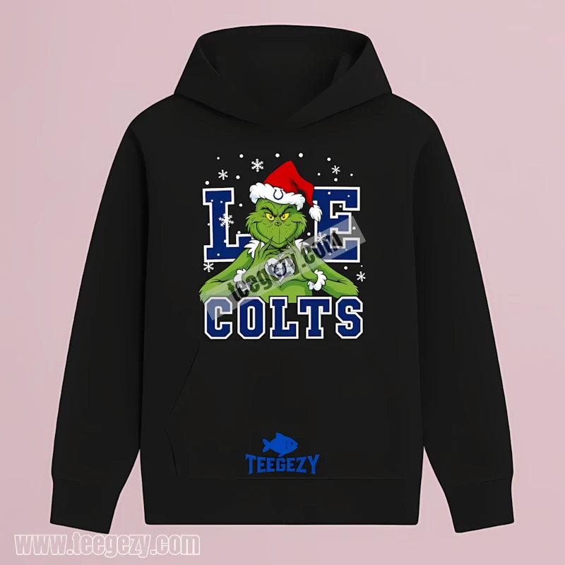Indianapolis Colts Grinch Christmas Heart Snowflake Black Hoodie Indianapolis Colts Grinch Christmas Heart Snowflake Black Hoodie