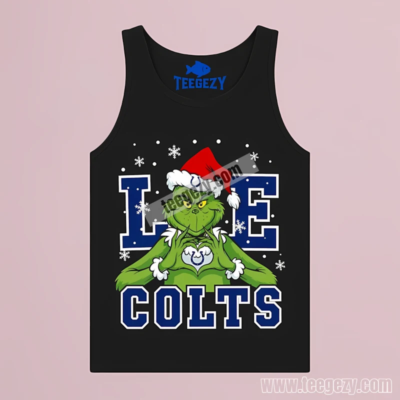 Indianapolis Colts Grinch Christmas Heart Snowflake Black Tanktop Indianapolis Colts Grinch Christmas Heart Snowflake Black Tanktop