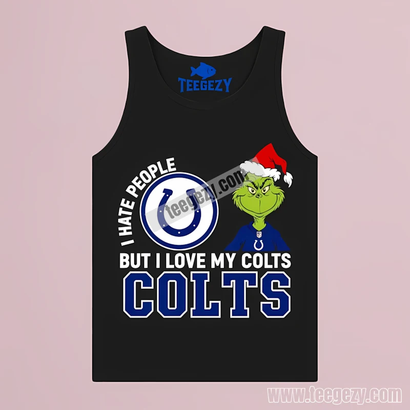 Indianapolis Colts Grinch I Hate People Love My Team Tanktop Indianapolis Colts Grinch I Hate People Love My Team Tanktop