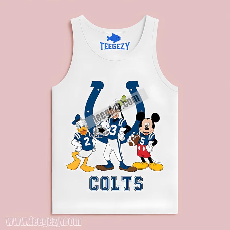 Indianapolis Colts Mickey Donald Goofy Football Cartoon White Tanktop Indianapolis Colts Mickey Donald Goofy Football Cartoon White Tanktop