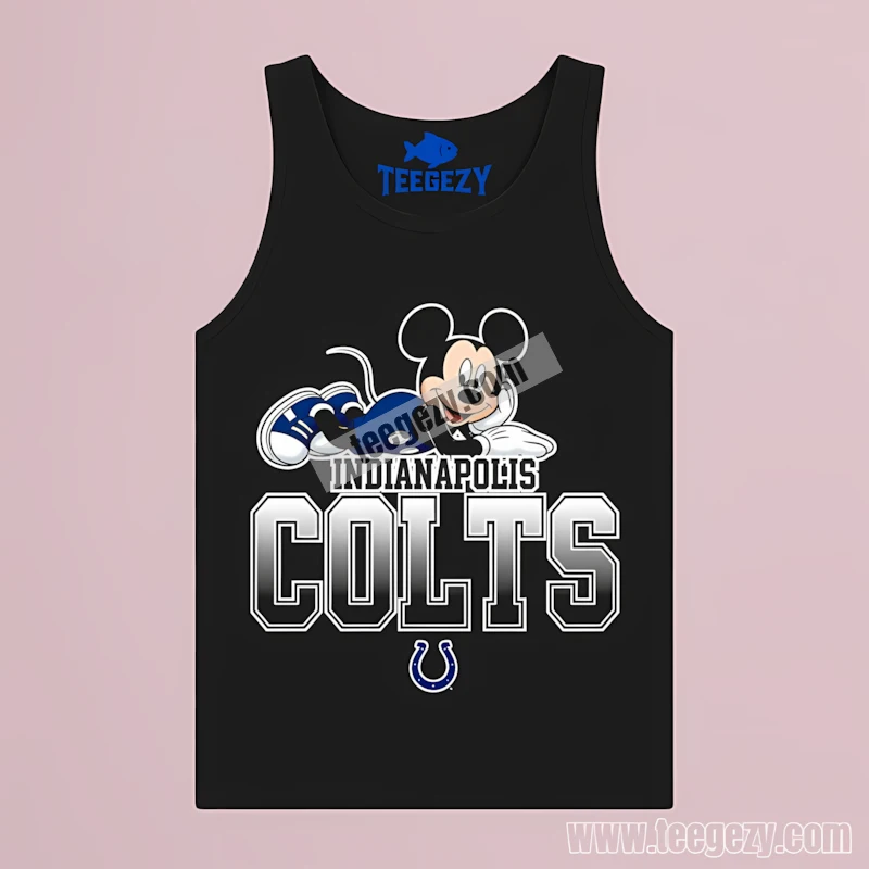 Indianapolis Colts Mickey Mouse Lying On Colts Text Black Tanktop Indianapolis Colts Mickey Mouse Lying On Colts Text Black Tanktop