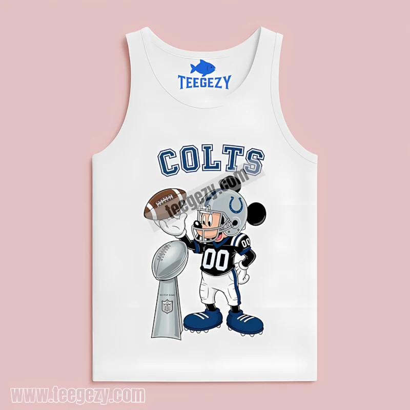 Indianapolis Colts Mickey Mouse Super Bowl Trophy Cartoon Tanktop Indianapolis Colts Mickey Mouse Super Bowl Trophy Cartoon Tanktop