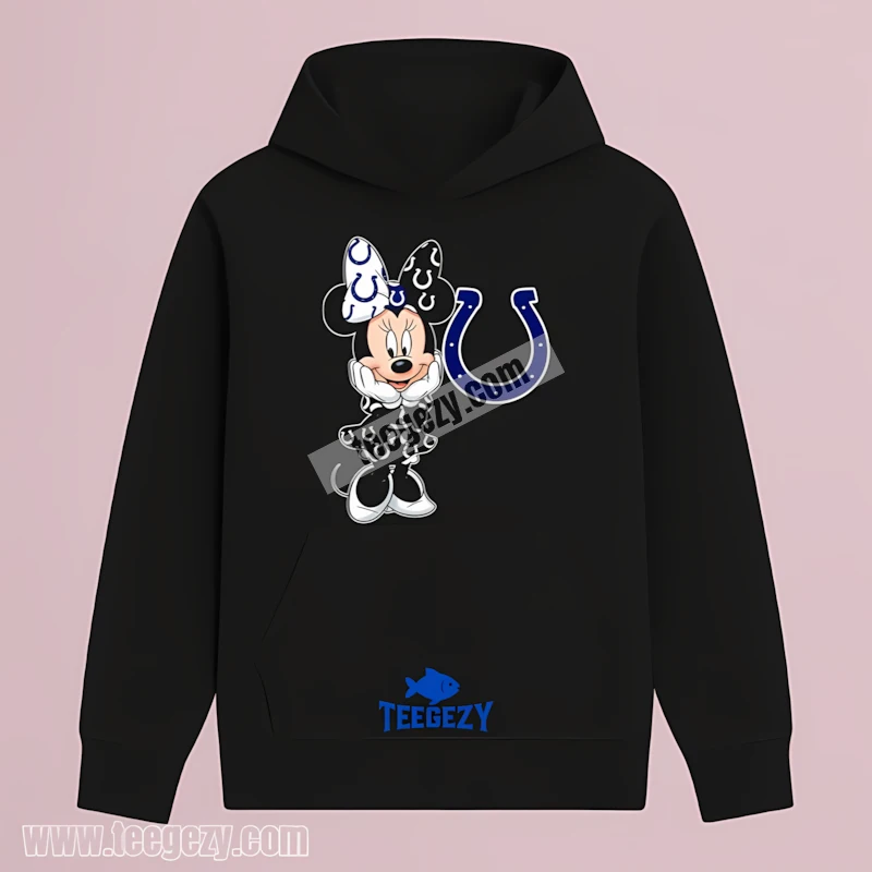Indianapolis Colts Minnie Mouse Sitting Cute Logo Black Hoodie Indianapolis Colts Minnie Mouse Sitting Cute Logo Black Hoodie