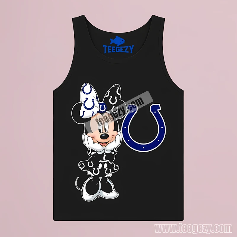Indianapolis Colts Minnie Mouse Sitting Cute Logo Black Tanktop Indianapolis Colts Minnie Mouse Sitting Cute Logo Black Tanktop