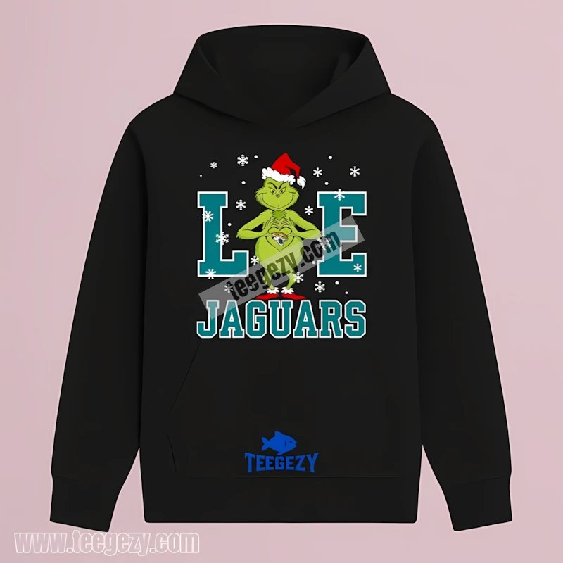 Jacksonville Jaguars Grinch Christmas Heart THoodie Jacksonville Jaguars Grinch Christmas Heart THoodie