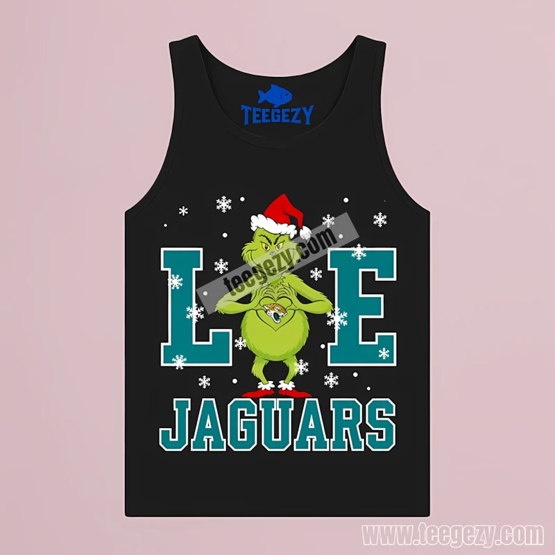 Jacksonville Jaguars Grinch Christmas Heart TTanktop Jacksonville Jaguars Grinch Christmas Heart TTanktop