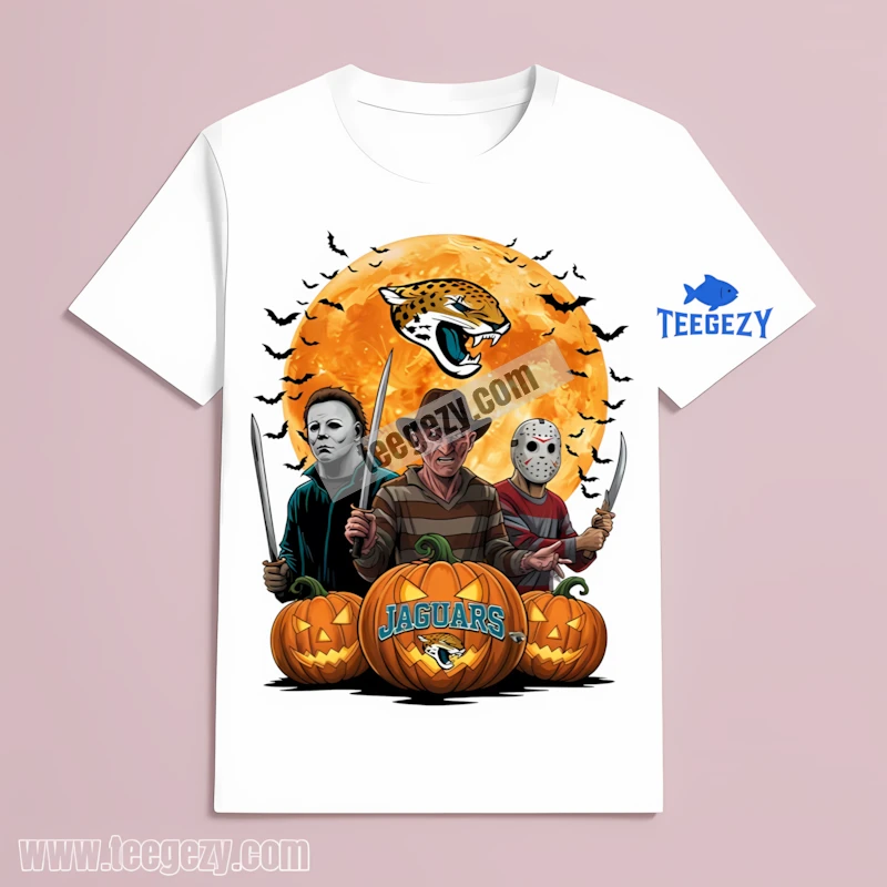 Jacksonville Jaguars Halloween Horror Pumpkin T-Shirt Men Women Jacksonville Jaguars Halloween Horror Pumpkin T-Shirt Men Women