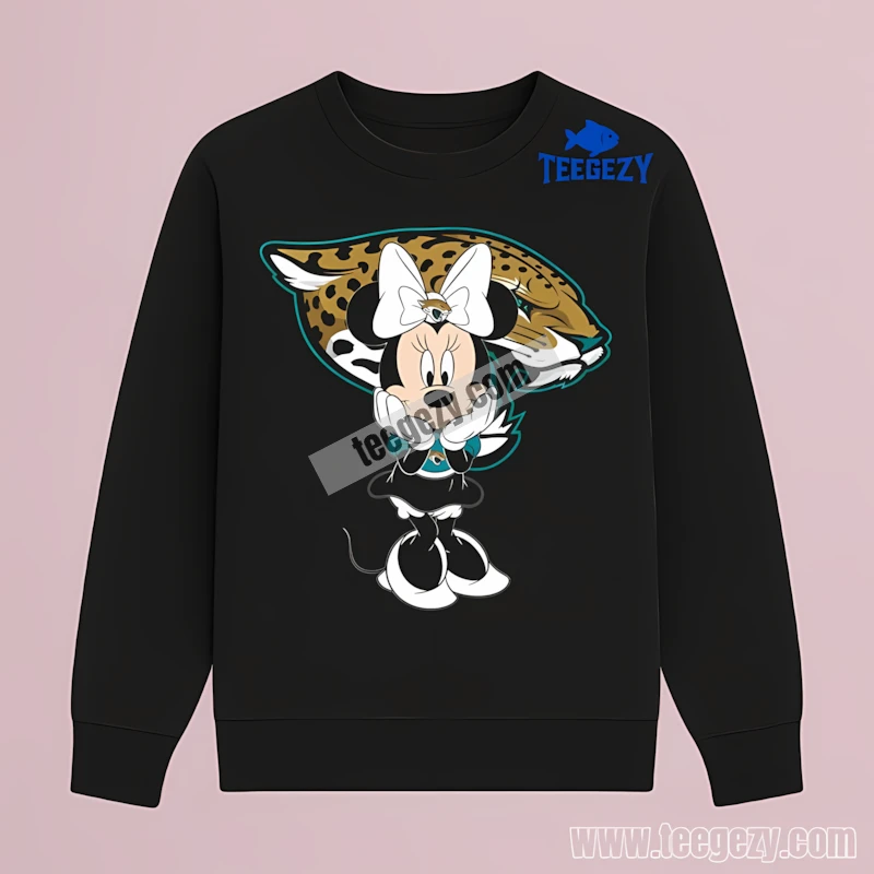 Jacksonville Jaguars Minnie Mouse Fan Pose Graphic Long Sleeve Jacksonville Jaguars Minnie Mouse Fan Pose Graphic Long Sleeve