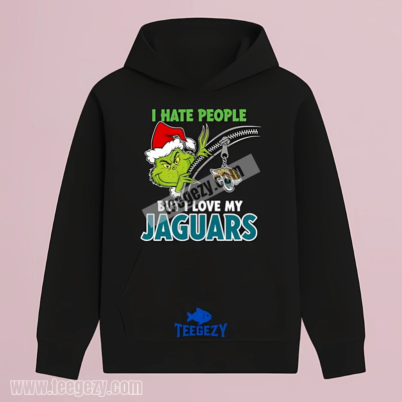 Jacksonville Jaguars Zipper Grinch I Hate People Classic Hoodie Jacksonville Jaguars Zipper Grinch I Hate People Classic Hoodie