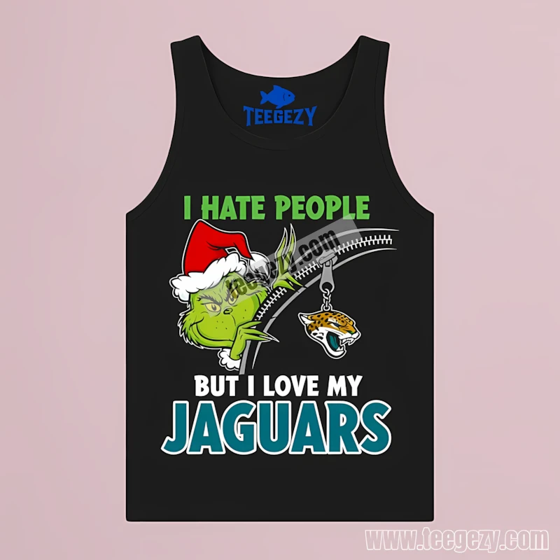Jacksonville Jaguars Zipper Grinch I Hate People Classic Tanktop Jacksonville Jaguars Zipper Grinch I Hate People Classic Tanktop