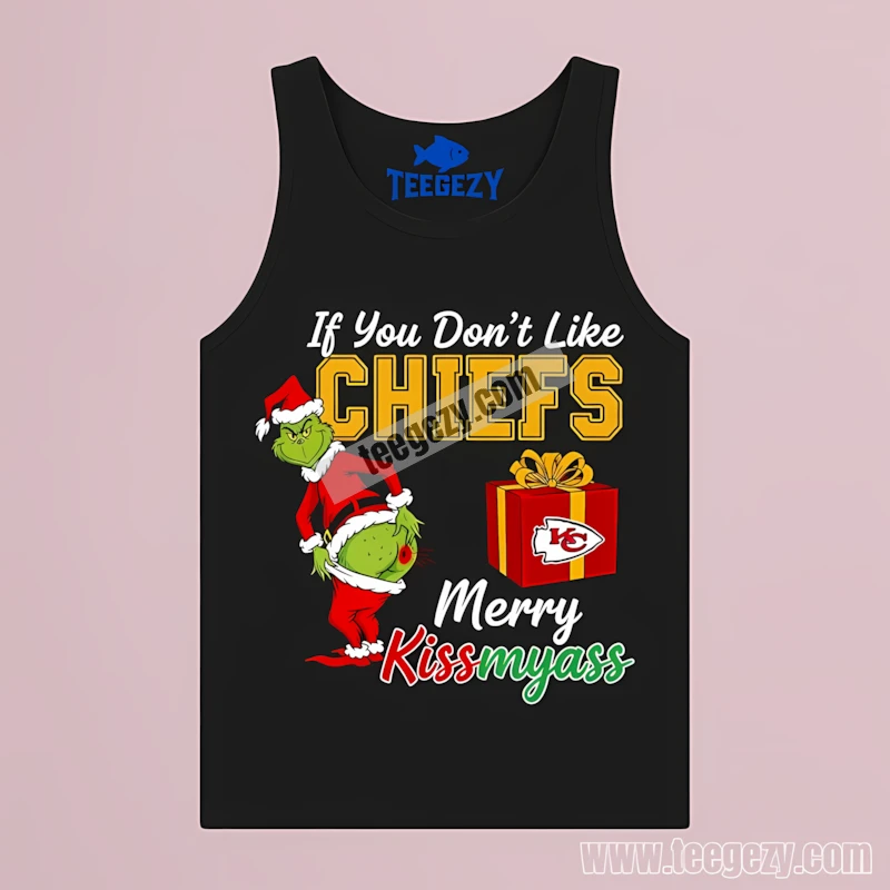 Kansas City Chiefs Grinch Merry Kissmyass Funny Holiday Tanktop Kansas City Chiefs Grinch Merry Kissmyass Funny Holiday Tanktop