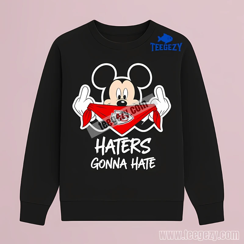 Kansas City Chiefs Mickey Mouse Streetwear Bandana Haters Long Sleeve Kansas City Chiefs Mickey Mouse Streetwear Bandana Haters Long Sleeve