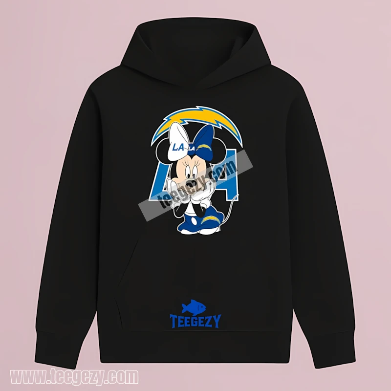 La Chargers Minnie Mouse Fan Pose Graphic Hoodie La Chargers Minnie Mouse Fan Pose Graphic Hoodie