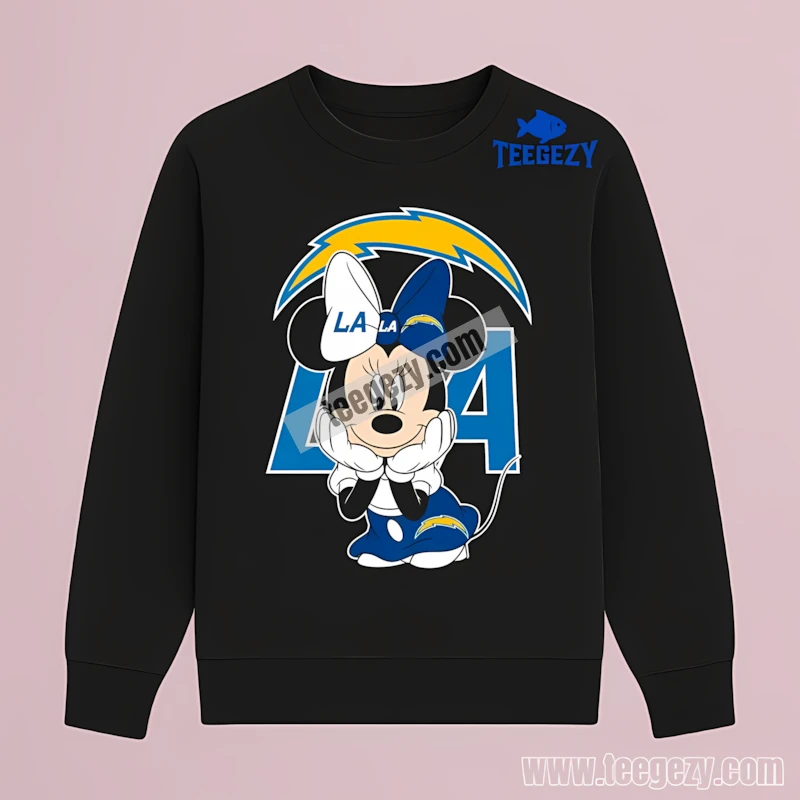La Chargers Minnie Mouse Fan Pose Graphic Long Sleeve La Chargers Minnie Mouse Fan Pose Graphic Long Sleeve