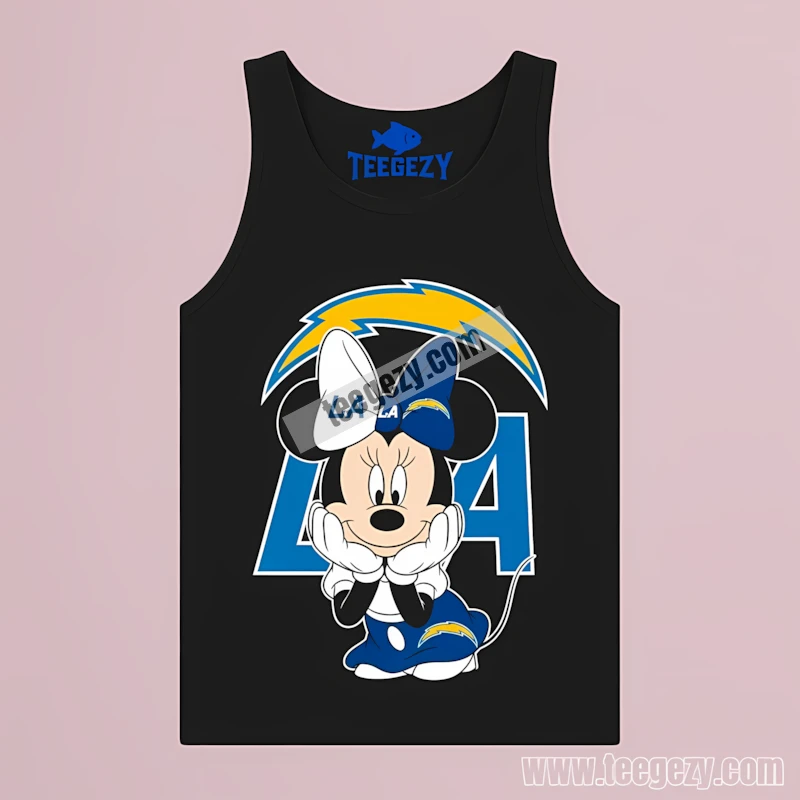 La Chargers Minnie Mouse Fan Pose Graphic Tanktop La Chargers Minnie Mouse Fan Pose Graphic Tanktop