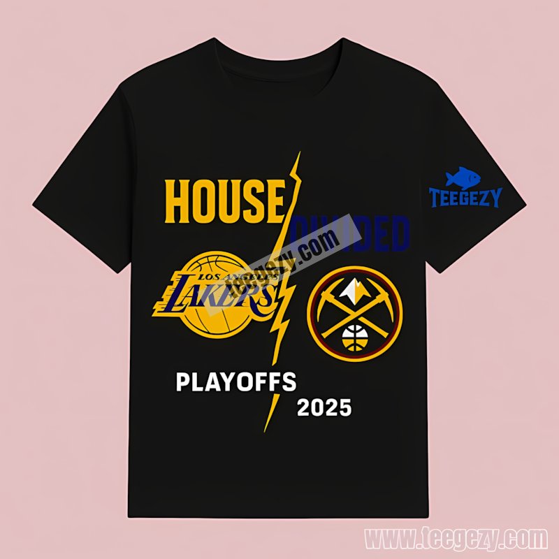 La Lakers Vs Denver Nuggets House Divided Playoffs 2025 T-Shirt La Lakers Vs Denver Nuggets House Divided Playoffs 2025 T-Shirt