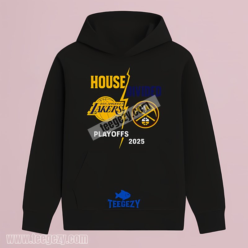 La Lakers Vs Denver Nuggets House Divided Playoffs 2025 Hoodie La Lakers Vs Denver Nuggets House Divided Playoffs 2025 Hoodie