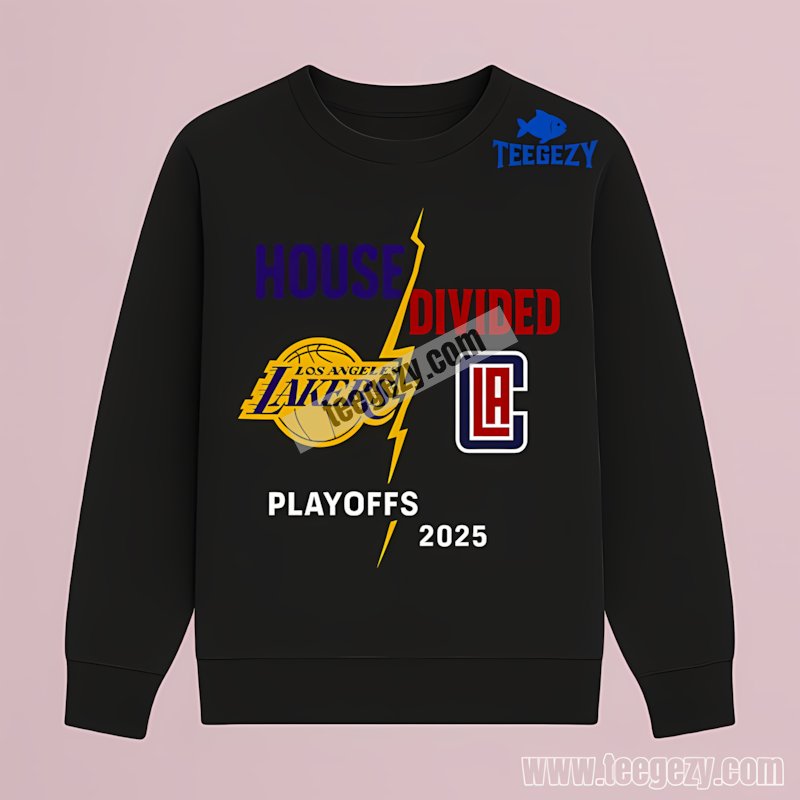 La Lakers Vs La Clippers 2025 House Divided Playoffs Long Sleeve La Lakers Vs La Clippers 2025 House Divided Playoffs Long Sleeve