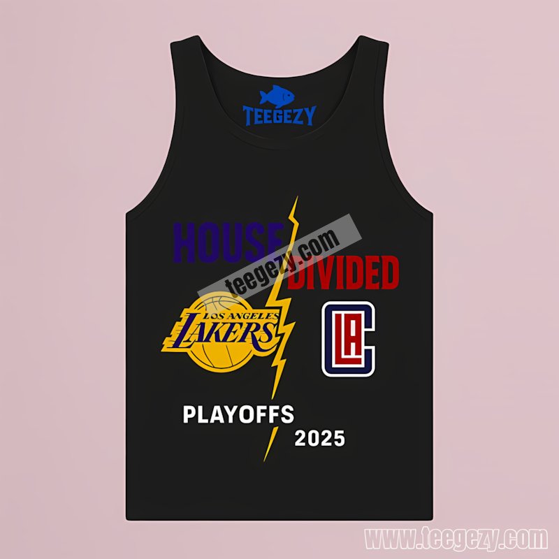 La Lakers Vs La Clippers 2025 House Divided Playoffs Tanktop La Lakers Vs La Clippers 2025 House Divided Playoffs Tanktop