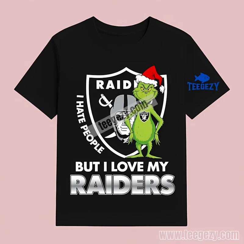Las Vegas Raiders Grinch Hate Love Team Cotton T-Shirt Las Vegas Raiders Grinch Hate Love Team Cotton T-Shirt