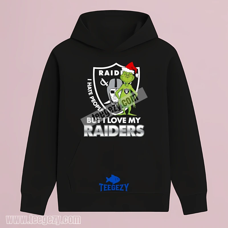 Las Vegas Raiders Grinch Hate Love Team Cotton Hoodie Las Vegas Raiders Grinch Hate Love Team Cotton Hoodie