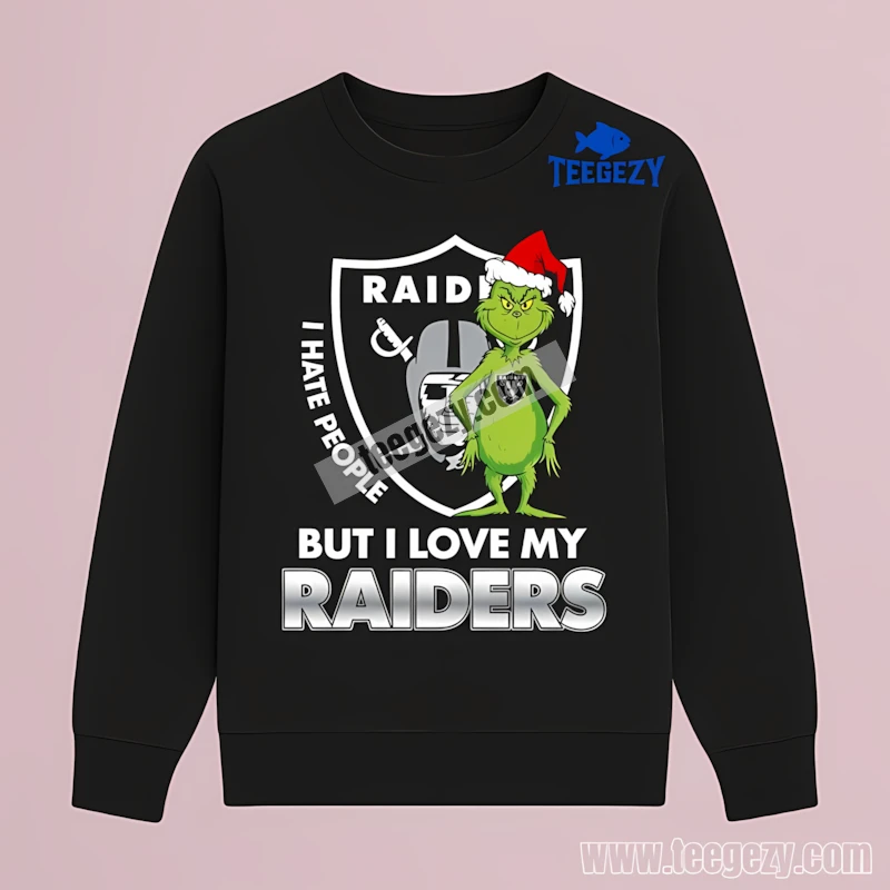 Las Vegas Raiders Grinch Hate Love Team Cotton Long Sleeve Las Vegas Raiders Grinch Hate Love Team Cotton Long Sleeve