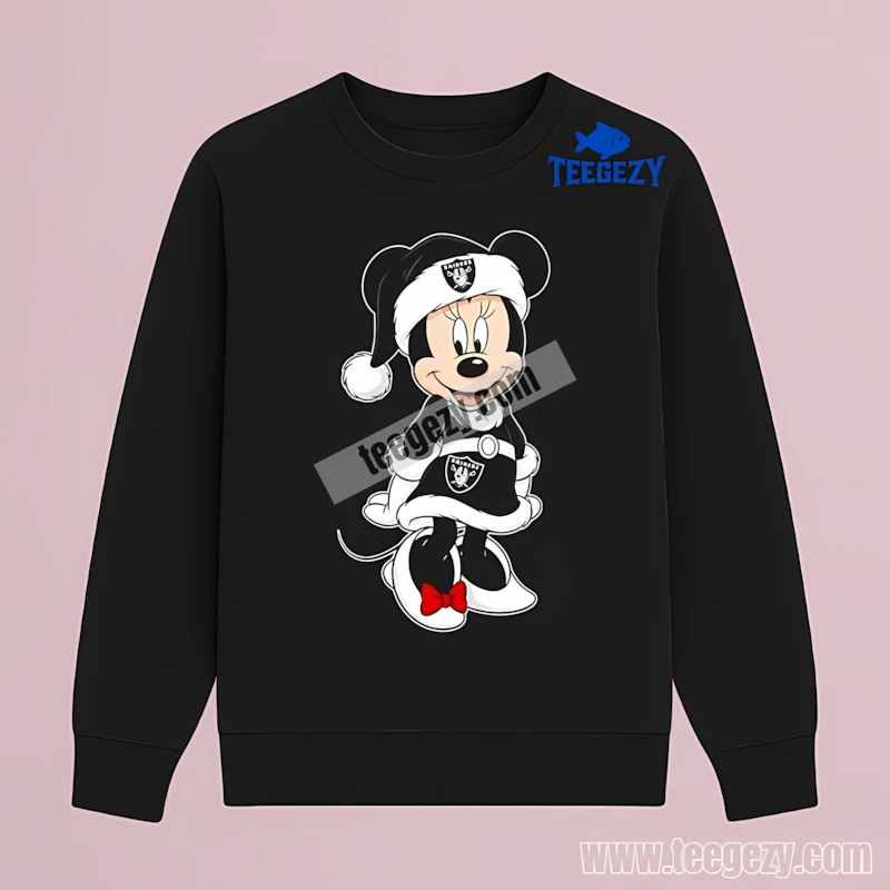 Las Vegas Raiders Minnie Mouse Christmas Long Sleeve Holiday Las Vegas Raiders Minnie Mouse Christmas Long Sleeve Holiday