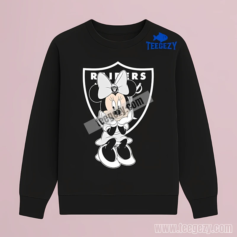 Las Vegas Raiders Minnie Mouse Fan Pose Graphic Long Sleeve Las Vegas Raiders Minnie Mouse Fan Pose Graphic Long Sleeve