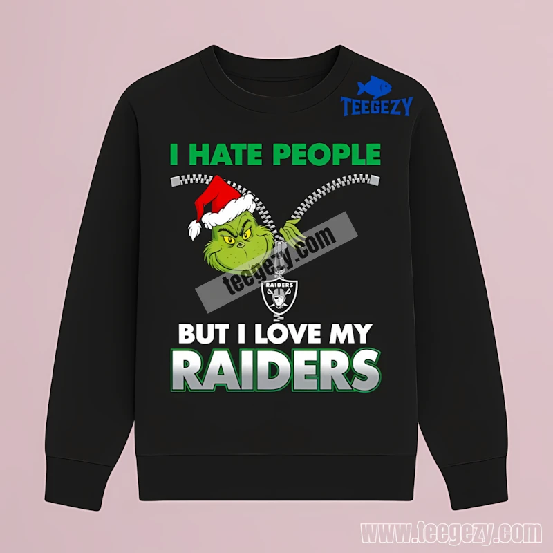 Las Vegas Raiders Zipper Grinch Unisex Long Sleeve Xmas Las Vegas Raiders Zipper Grinch Unisex Long Sleeve Xmas